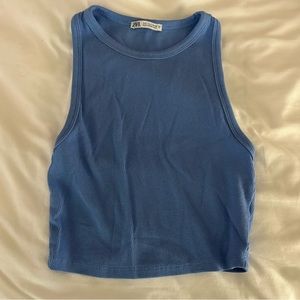 Blue ZARA Cropped Tank Top